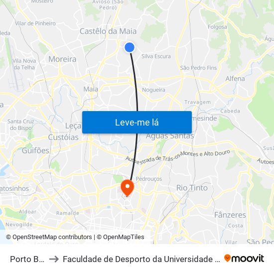 Porto Bom to Faculdade de Desporto da Universidade do Porto map