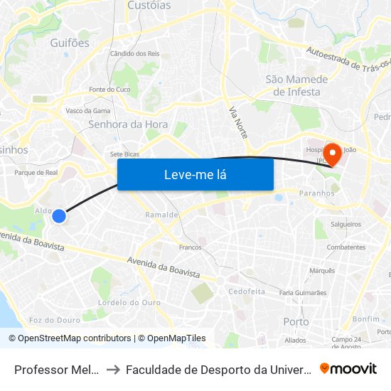 Professor Melo Adrião to Faculdade de Desporto da Universidade do Porto map