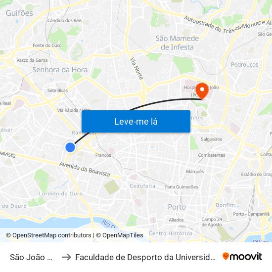 São João Bosco to Faculdade de Desporto da Universidade do Porto map