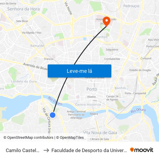 Camilo Castelo Branco to Faculdade de Desporto da Universidade do Porto map