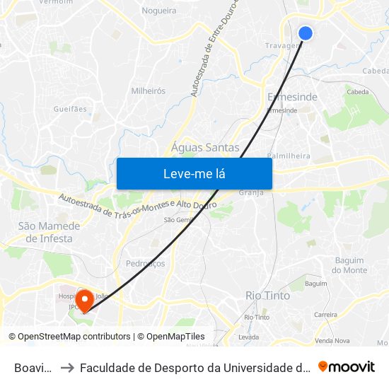 Boavista to Faculdade de Desporto da Universidade do Porto map