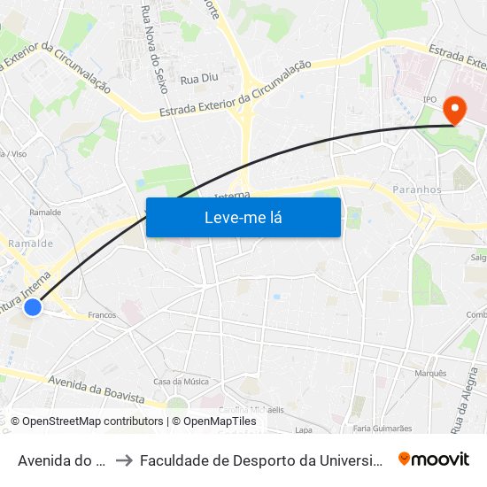 Avenida do Bessa to Faculdade de Desporto da Universidade do Porto map