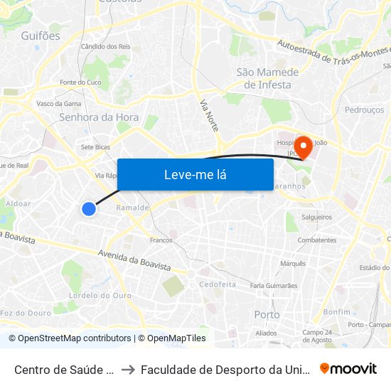 C. Saúde Ramalde to Faculdade de Desporto da Universidade do Porto map