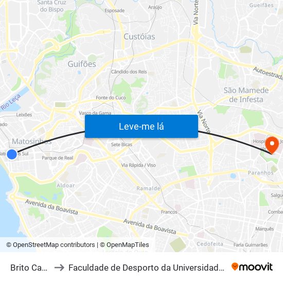 Brito Capelo to Faculdade de Desporto da Universidade do Porto map