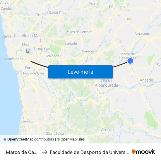 Marco de Canavases to Faculdade de Desporto da Universidade do Porto map