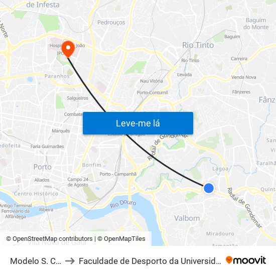 Modelo S. Cosme to Faculdade de Desporto da Universidade do Porto map