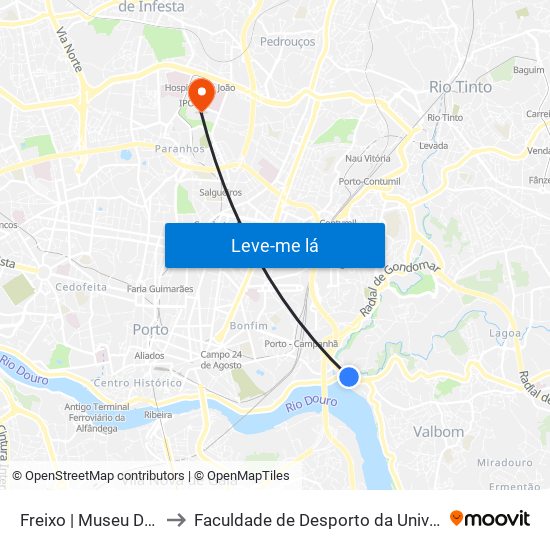 Freixo | Museu Da Imprensa to Faculdade de Desporto da Universidade do Porto map