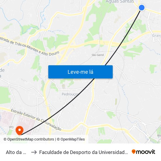 Alto da Maia to Faculdade de Desporto da Universidade do Porto map