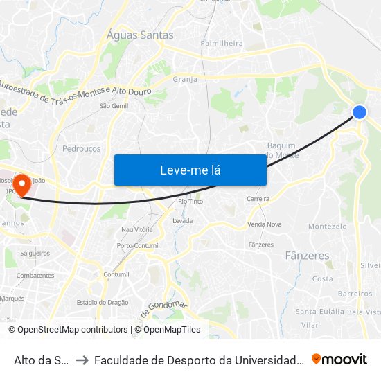 Alto da Serra to Faculdade de Desporto da Universidade do Porto map