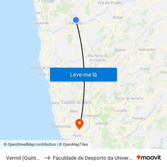 Vermil (Quinta da Cal) to Faculdade de Desporto da Universidade do Porto map