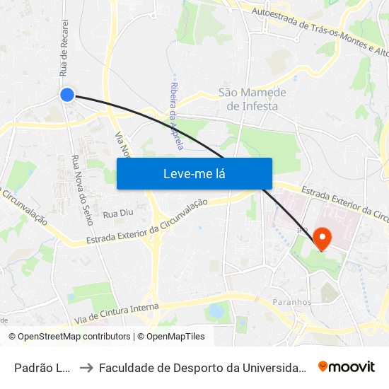 Padrão Légua to Faculdade de Desporto da Universidade do Porto map