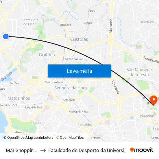 Mar Shopping - Ikea to Faculdade de Desporto da Universidade do Porto map