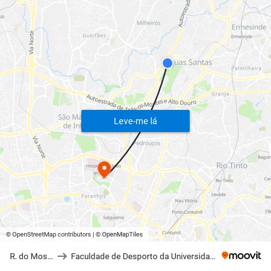 R. do Mosteiro to Faculdade de Desporto da Universidade do Porto map
