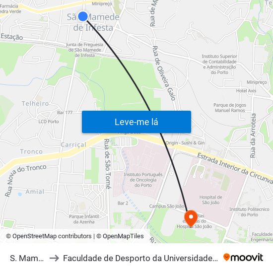 S. Mamede to Faculdade de Desporto da Universidade do Porto map