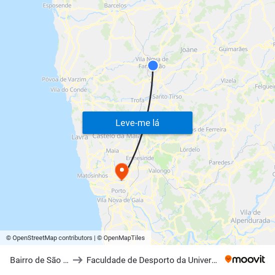 Bairro de São Vicente to Faculdade de Desporto da Universidade do Porto map