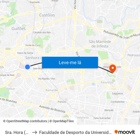 Sra. Hora (Hiper) to Faculdade de Desporto da Universidade do Porto map