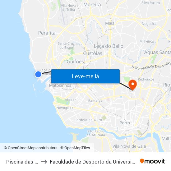Piscina das Marés to Faculdade de Desporto da Universidade do Porto map