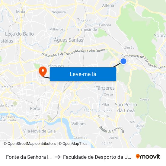 Fonte da Senhora | Outeiro Linho to Faculdade de Desporto da Universidade do Porto map