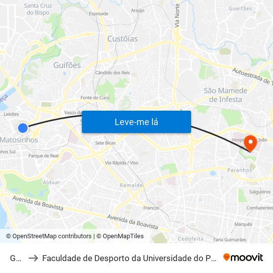 Goa to Faculdade de Desporto da Universidade do Porto map