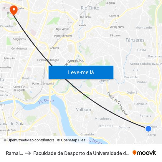 Ramalde to Faculdade de Desporto da Universidade do Porto map