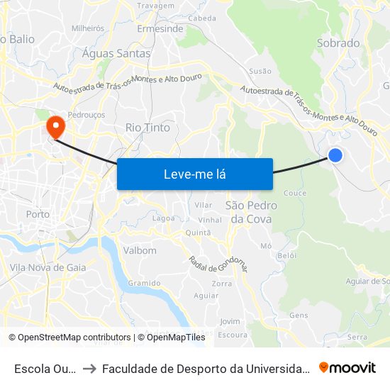 Escola Outeiro to Faculdade de Desporto da Universidade do Porto map