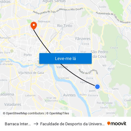 Barraca Intermarché to Faculdade de Desporto da Universidade do Porto map