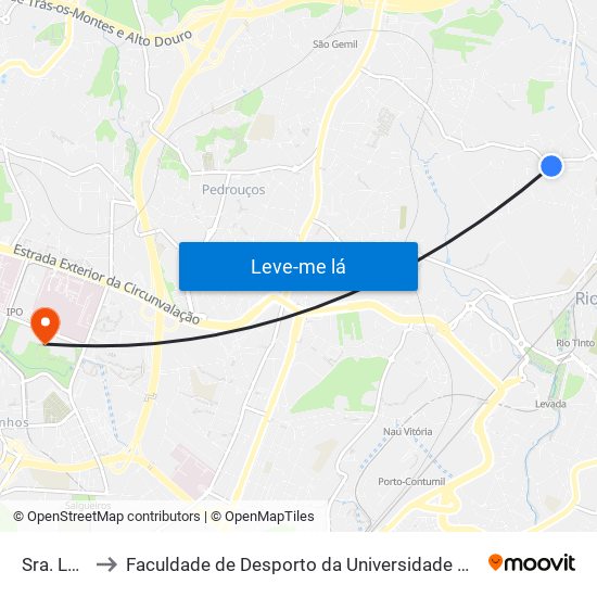 Sra. Lapa to Faculdade de Desporto da Universidade do Porto map