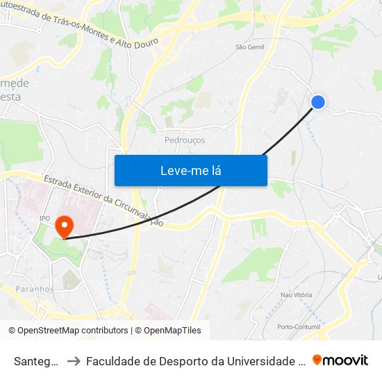 Santegãos to Faculdade de Desporto da Universidade do Porto map