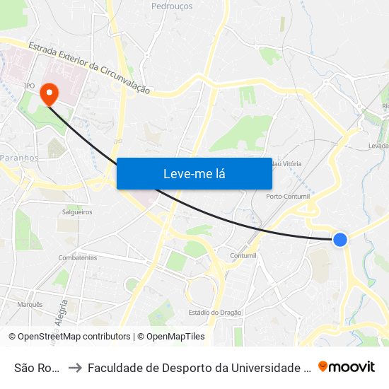 São Roque to Faculdade de Desporto da Universidade do Porto map