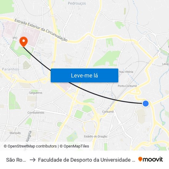 São Roque to Faculdade de Desporto da Universidade do Porto map