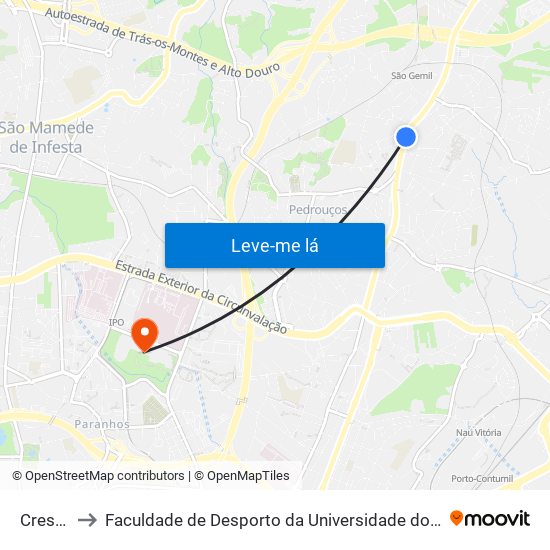 Crespo to Faculdade de Desporto da Universidade do Porto map