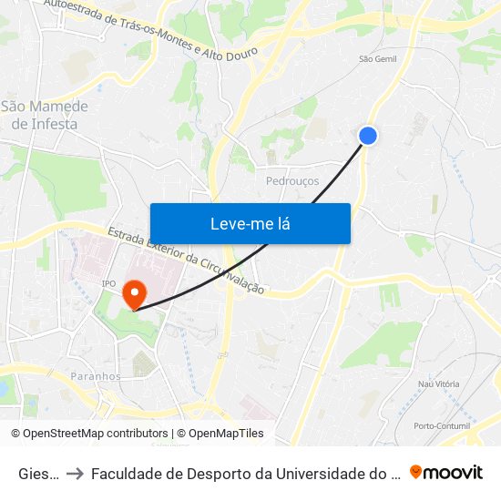 Giesta to Faculdade de Desporto da Universidade do Porto map