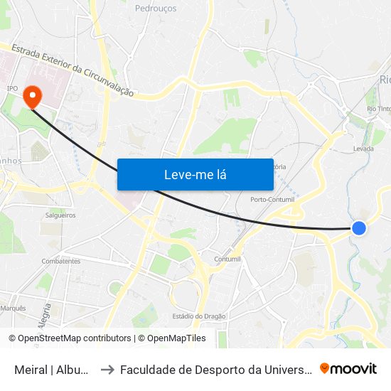 Meiral | Albuquerque to Faculdade de Desporto da Universidade do Porto map