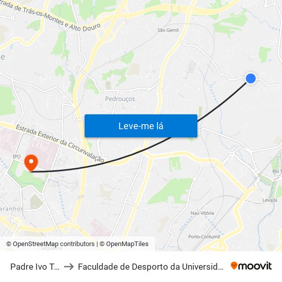 Padre Ivo Tonelli to Faculdade de Desporto da Universidade do Porto map