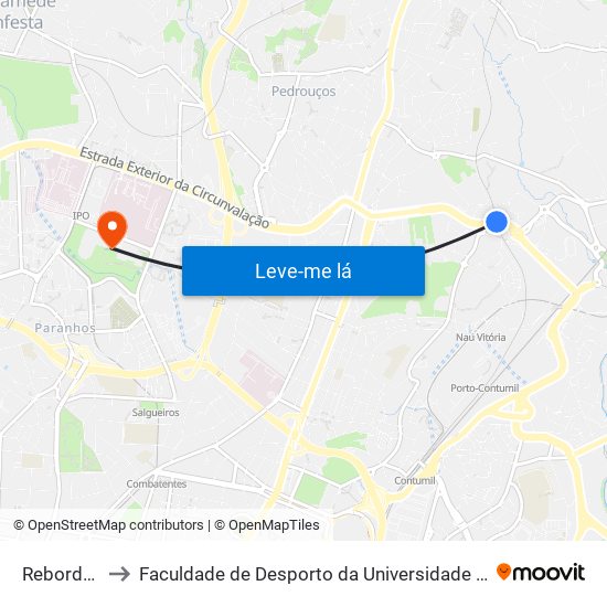 Rebordãos to Faculdade de Desporto da Universidade do Porto map