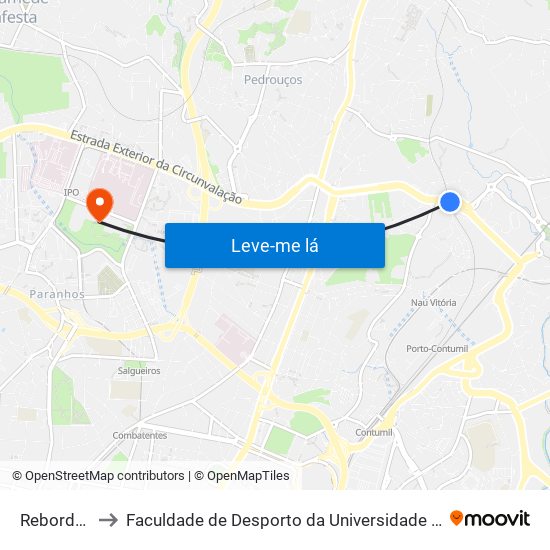 Rebordãos to Faculdade de Desporto da Universidade do Porto map