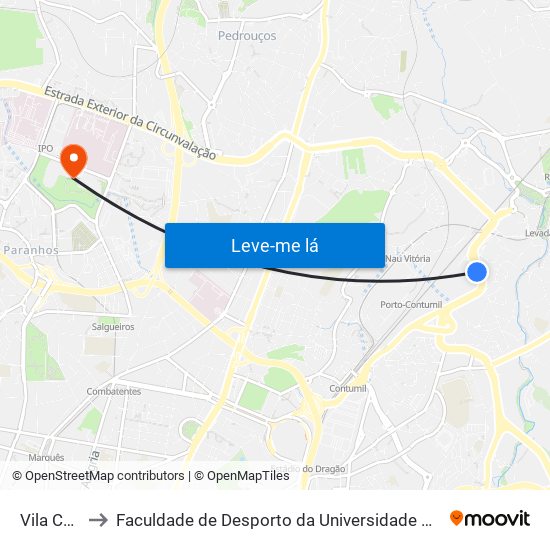 Vila Cova to Faculdade de Desporto da Universidade do Porto map