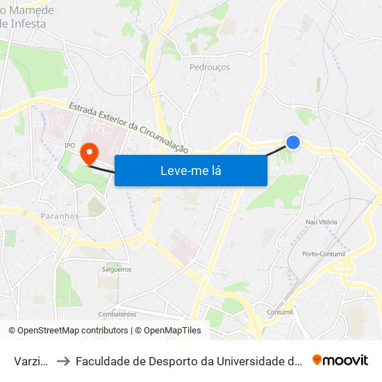 Varziela to Faculdade de Desporto da Universidade do Porto map