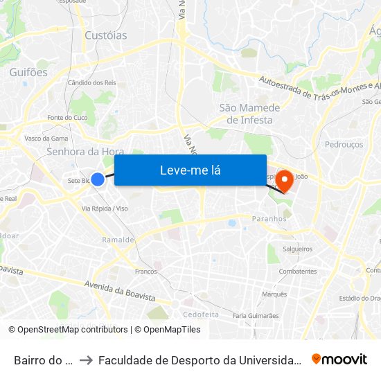 Bairro do Viso to Faculdade de Desporto da Universidade do Porto map