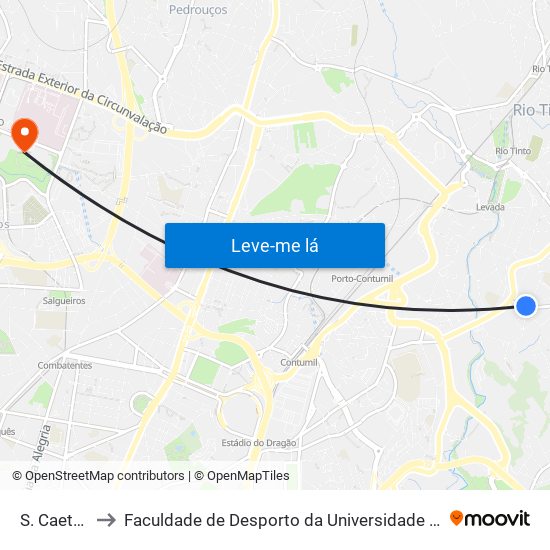 S. Caetano to Faculdade de Desporto da Universidade do Porto map