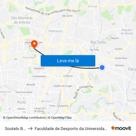 Soutelo Baixo to Faculdade de Desporto da Universidade do Porto map