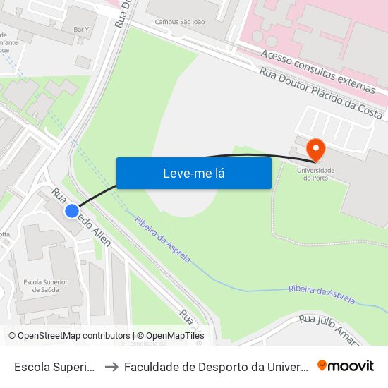 Escola Superior Saúde to Faculdade de Desporto da Universidade do Porto map