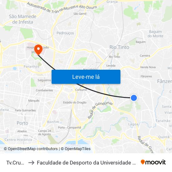 Tv.Cruzes to Faculdade de Desporto da Universidade do Porto map