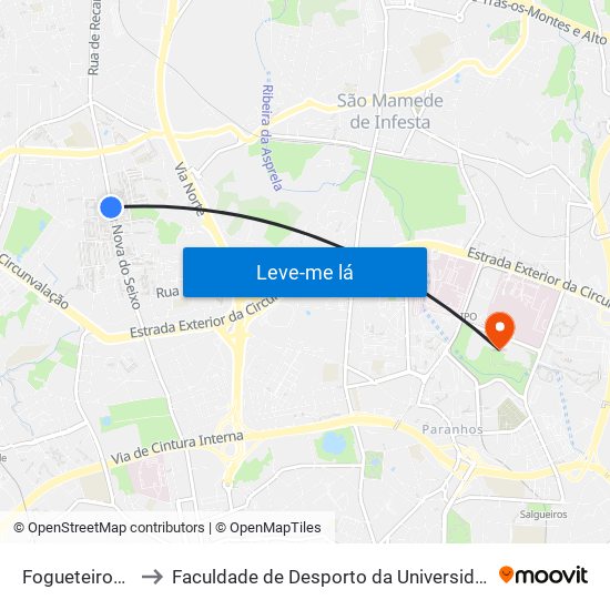 Fogueteiros (Sul) to Faculdade de Desporto da Universidade do Porto map