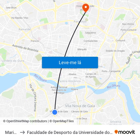 Mariani to Faculdade de Desporto da Universidade do Porto map