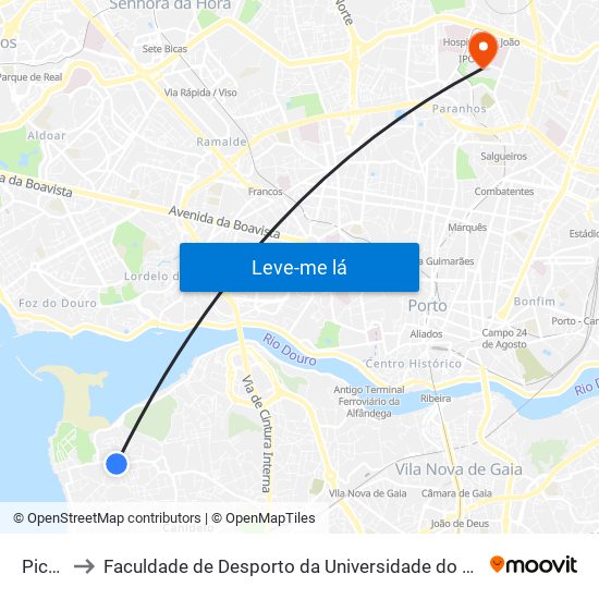 Picão to Faculdade de Desporto da Universidade do Porto map