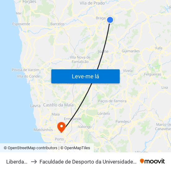 Liberdade I to Faculdade de Desporto da Universidade do Porto map