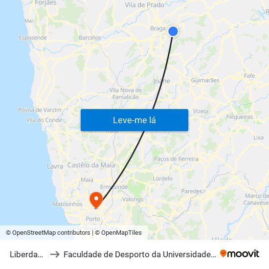 Liberdade Ii to Faculdade de Desporto da Universidade do Porto map