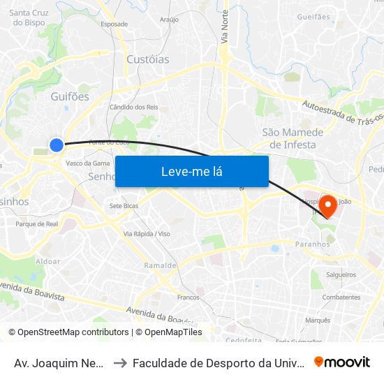 Av. Joaquim Neves Santos to Faculdade de Desporto da Universidade do Porto map