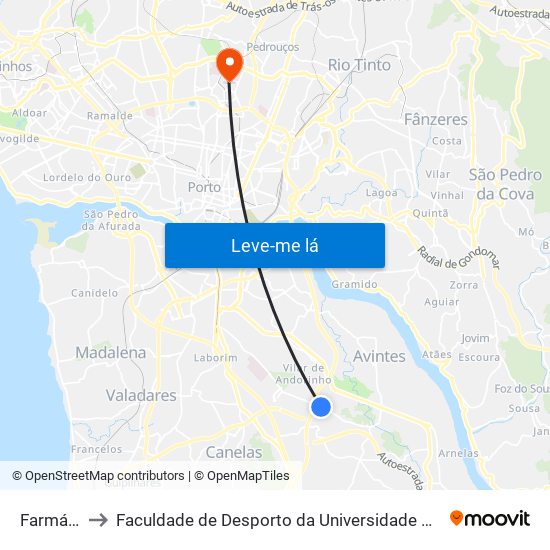 Farmácia to Faculdade de Desporto da Universidade do Porto map